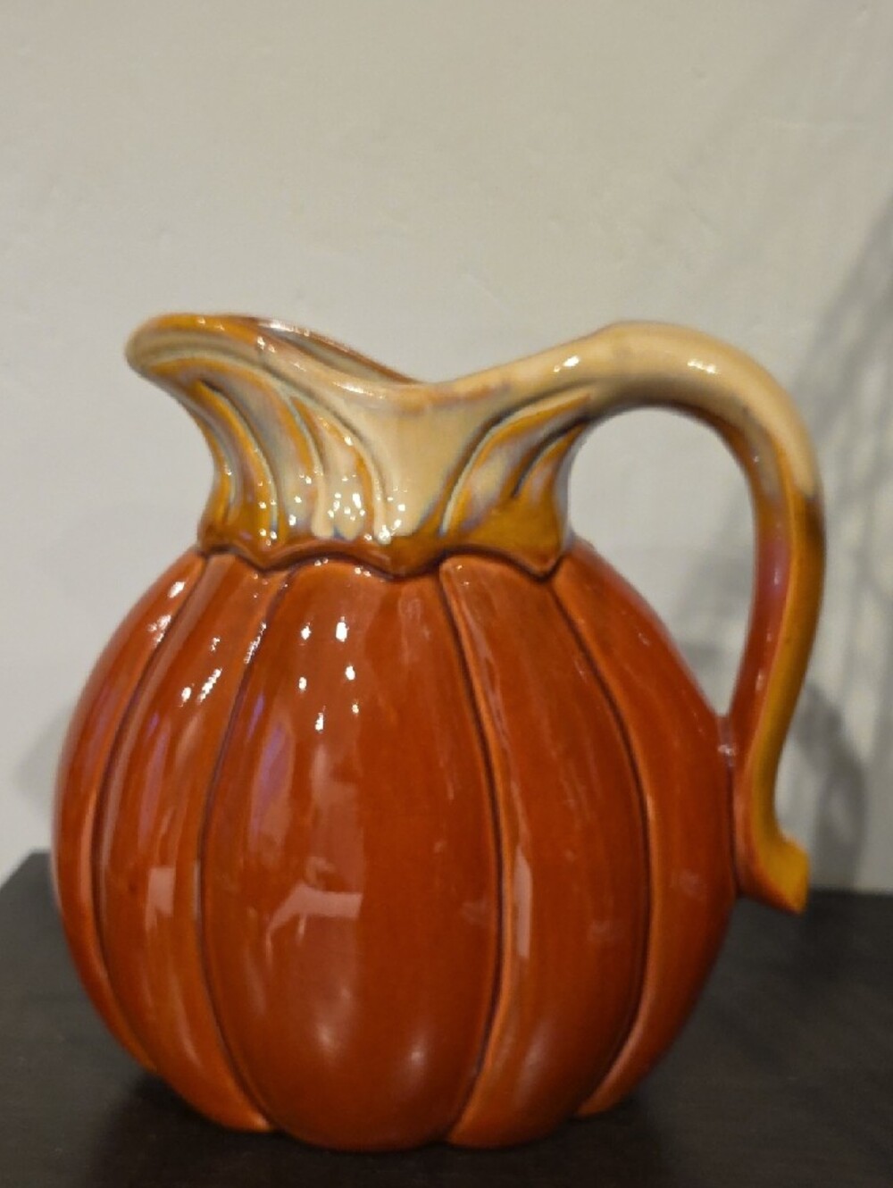 Rust Orange Ceramic Pumpkin Pitcher - Home Art